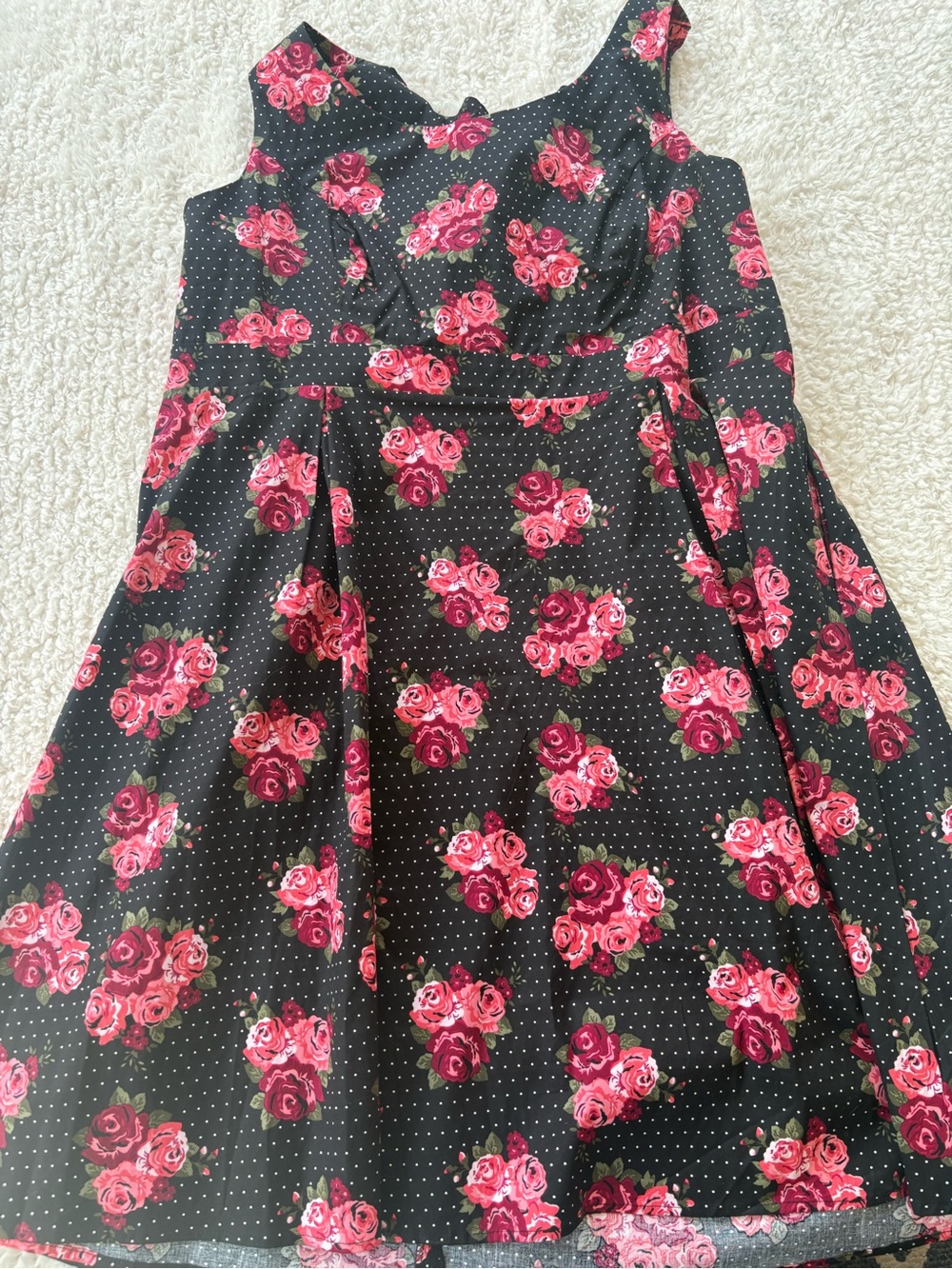 TORRID Women’s Black Floral Fit-and-Flare Dress with Pink Rose Print